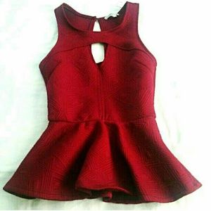 NWOT SEXY BURGUNDY /RED PEPLUM TOP