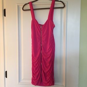 NEVER WORN! Neon Pink zip up party dress