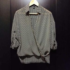 Forever 21 black and cream striped blouse