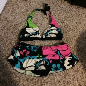Floral bathing suit; size small