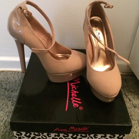 Nude ankle strap heels