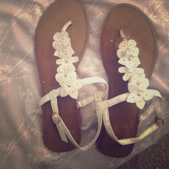 White and gold sandals