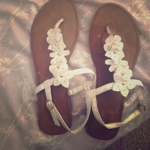 White and gold sandals