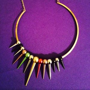 Multi Colored Spike Bib Necklace