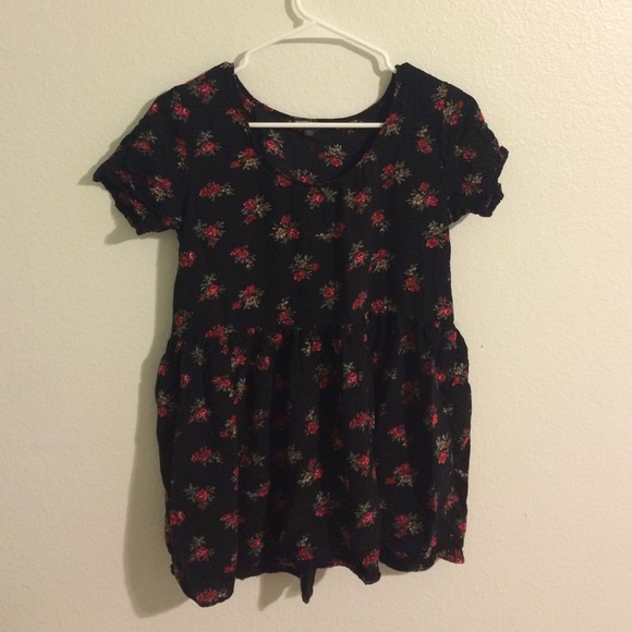 Brandy Melville Black Floral Shift Dress