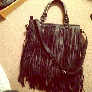 Trendy black fringe bag