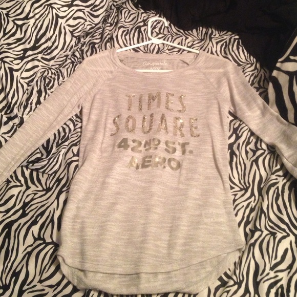 aeropastale grey longsleeve sequin shiny