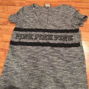 PINK gray and black t shirt