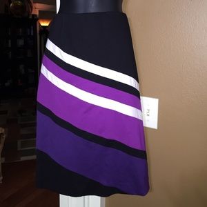 Purple , black and white stripped skirt
