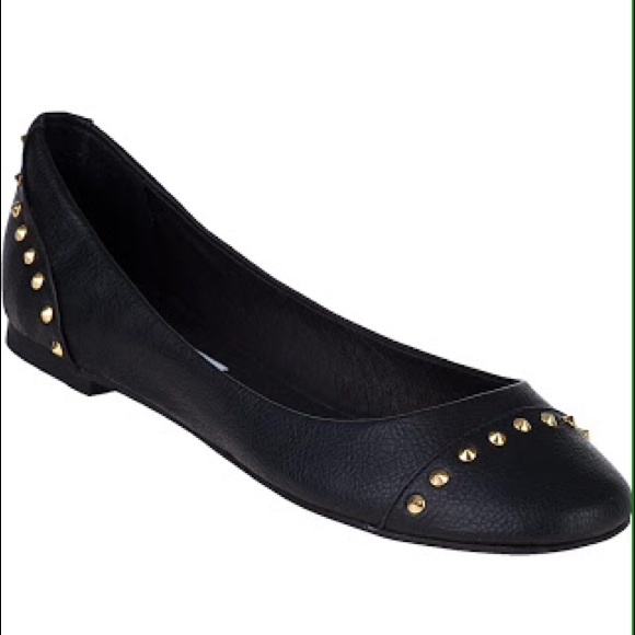 Steve Madden black flat with gold stud detailing