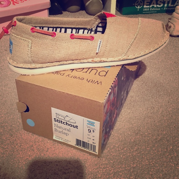 Brand new! Burlap TOMS!