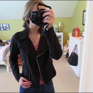 Black Cloth Biker Jacket