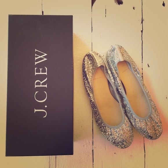 J. Crew Shoes - J.Crew Lula Glitter Ballet Flat-SILVER