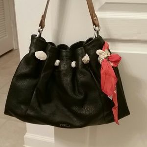 Black Leather Scarf Furla Shoulder Bag