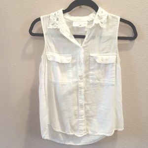 Collared Sleeveless Crochet Top