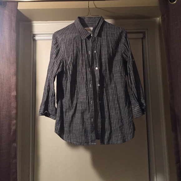 Charcoal and white striped button down