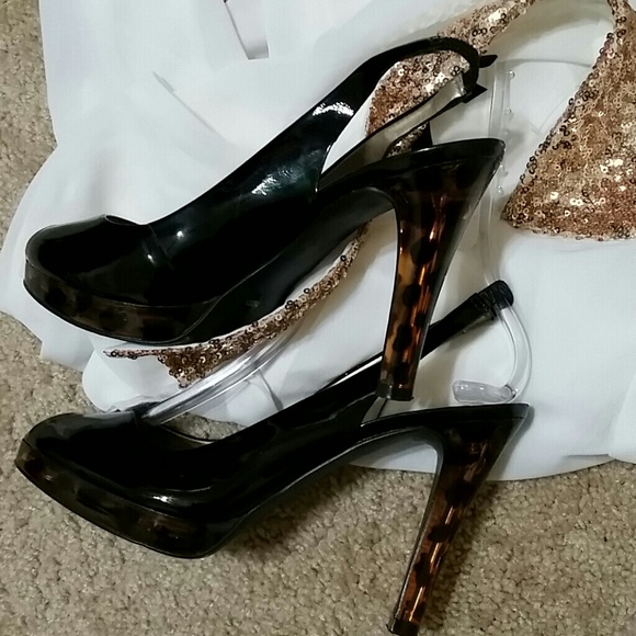 jessica simpson black leopard heels