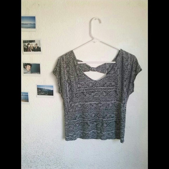 Black and grey aztec print top