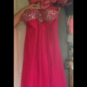 long pink prom dress