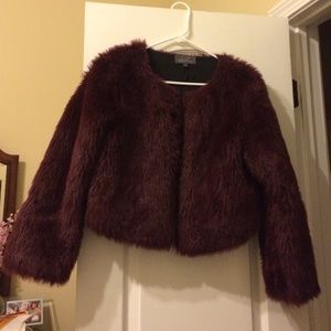 Burgundy faux fur