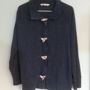 Navy Blue Zip-up Toggle Button Sweatshirt