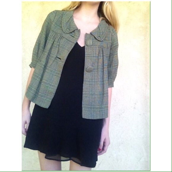 Urban Outfitters Jackets & Blazers - Urban Outfitters Green plaid business work baby doll jacket sweater XS