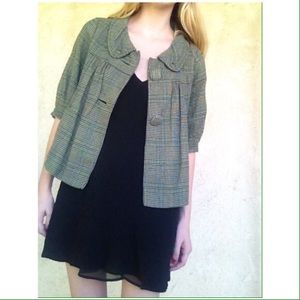 Urban Outfitters Green plaid business work baby doll jacket sweater XS