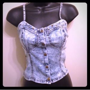 Brand-New Never Worn Cropped Corset Denim Top