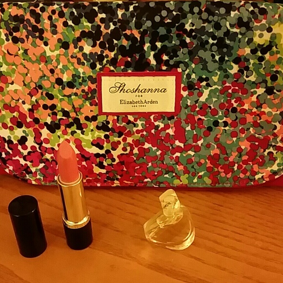 Elizabeth Arden makeup bag perfume and lipstick