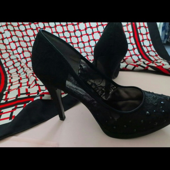 Black Lace Pumps Heels