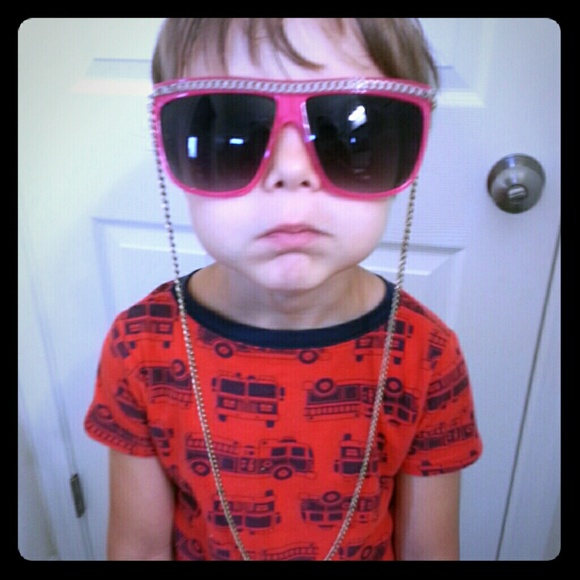 Pink sunglasses w/ attached chain