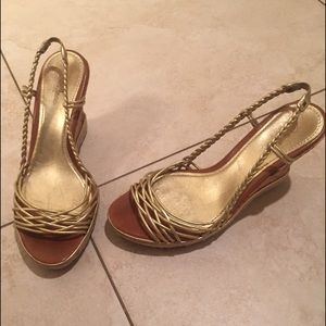 Cole Haan gold cork wedges