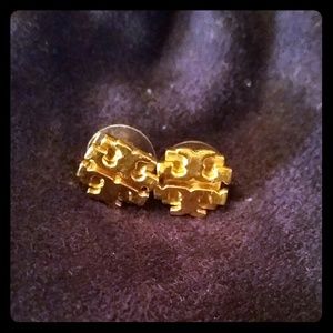 Authentic Tory Burch Logo Stud Earrings