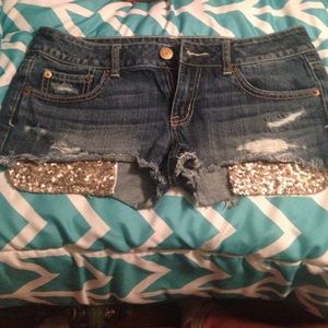 American eagle shorts with sequin pockets size 4