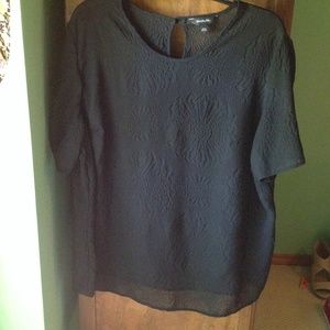 NWOT Black Textured Sheer Shell Top