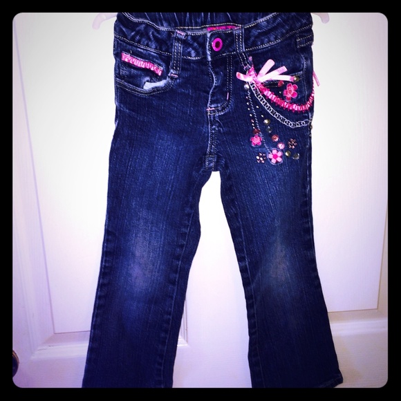 EUC Zana Di Pink Bow & Jewel Embellished Jeans 5T