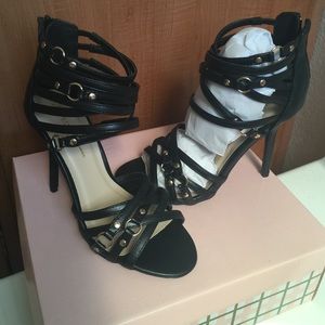 (Shoes) Sexy black strappy heels, NEVER WORN!