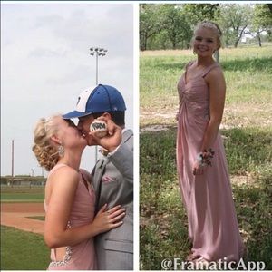 Pink Prom dress with open back fits about a 2