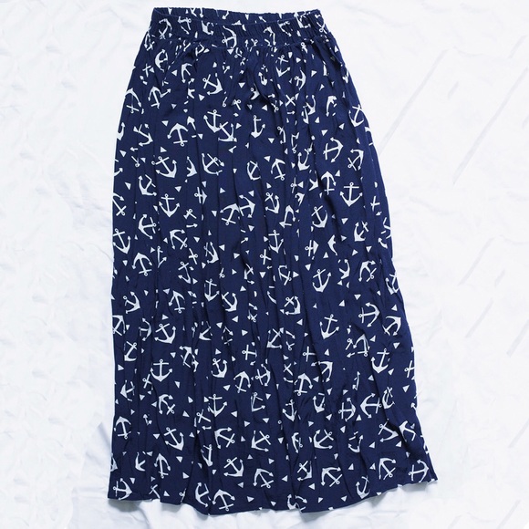 Vintage Anchor Accordion Pleated Skirt