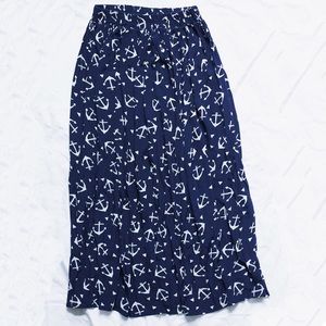 Vintage Anchor Accordion Pleated Skirt