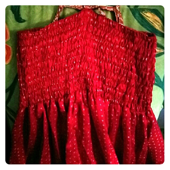 Ruby Red and Golden Silky Maxi Dress XXL