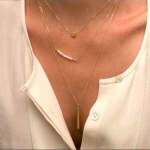 Layering necklace with pearl
