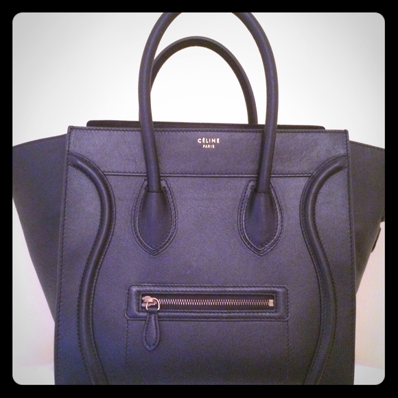 Authentic CELINE mini luggage tote smooth black