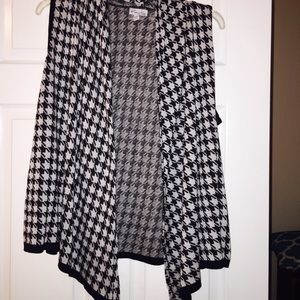 Houndstooth cascade vest 2x Kim Rogers