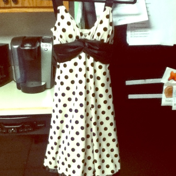 Creme and Black Polka Dot Dress
