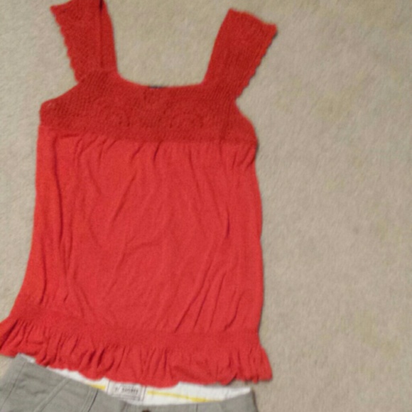 Sold$$Cable & gauge orag crochet top/ruffle bm - Picture 2 of 2