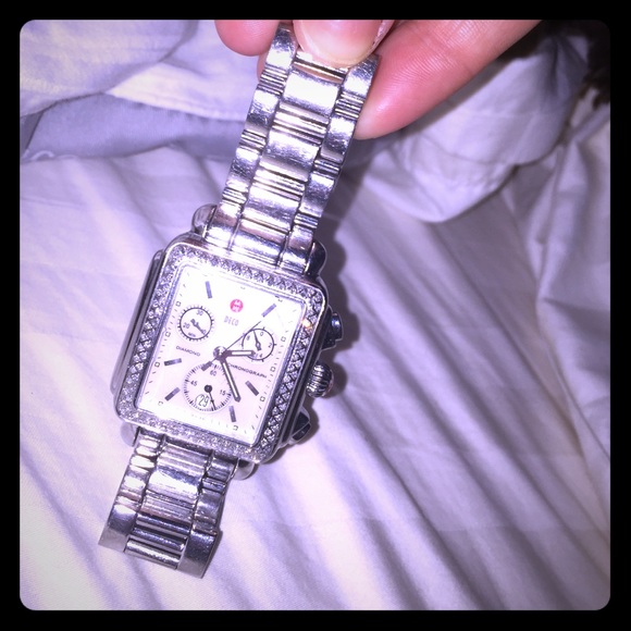 Michele diamond deco watch