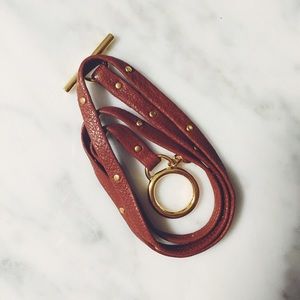 Gorjana Graham Leather Studded Wrap in Brown NEW