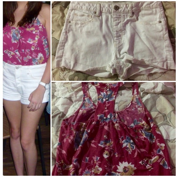 AE Floral Shirt and High Waisted Shorts Bundle