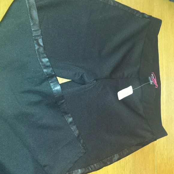 Black pants with faux leather side panel